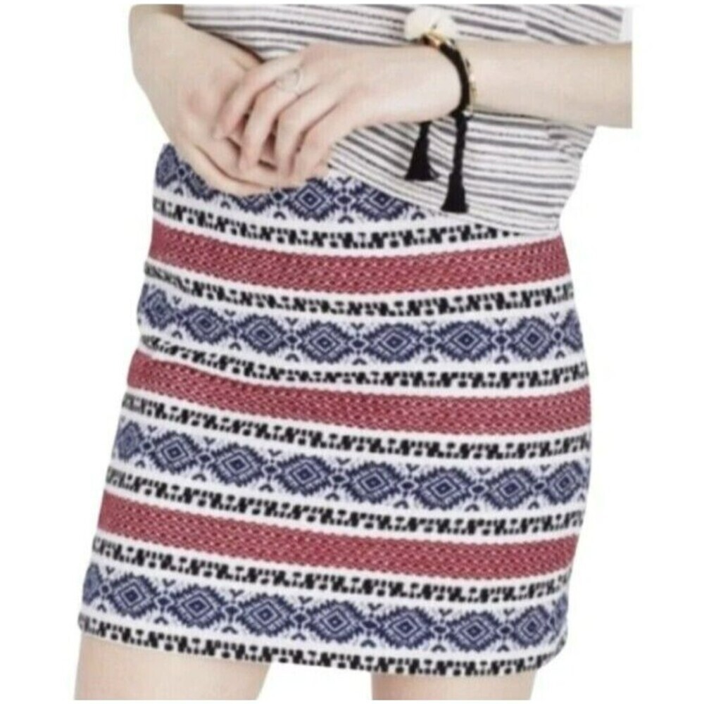 Madewell Mini Skirt Woven Knit Women's Red Blue Size 6